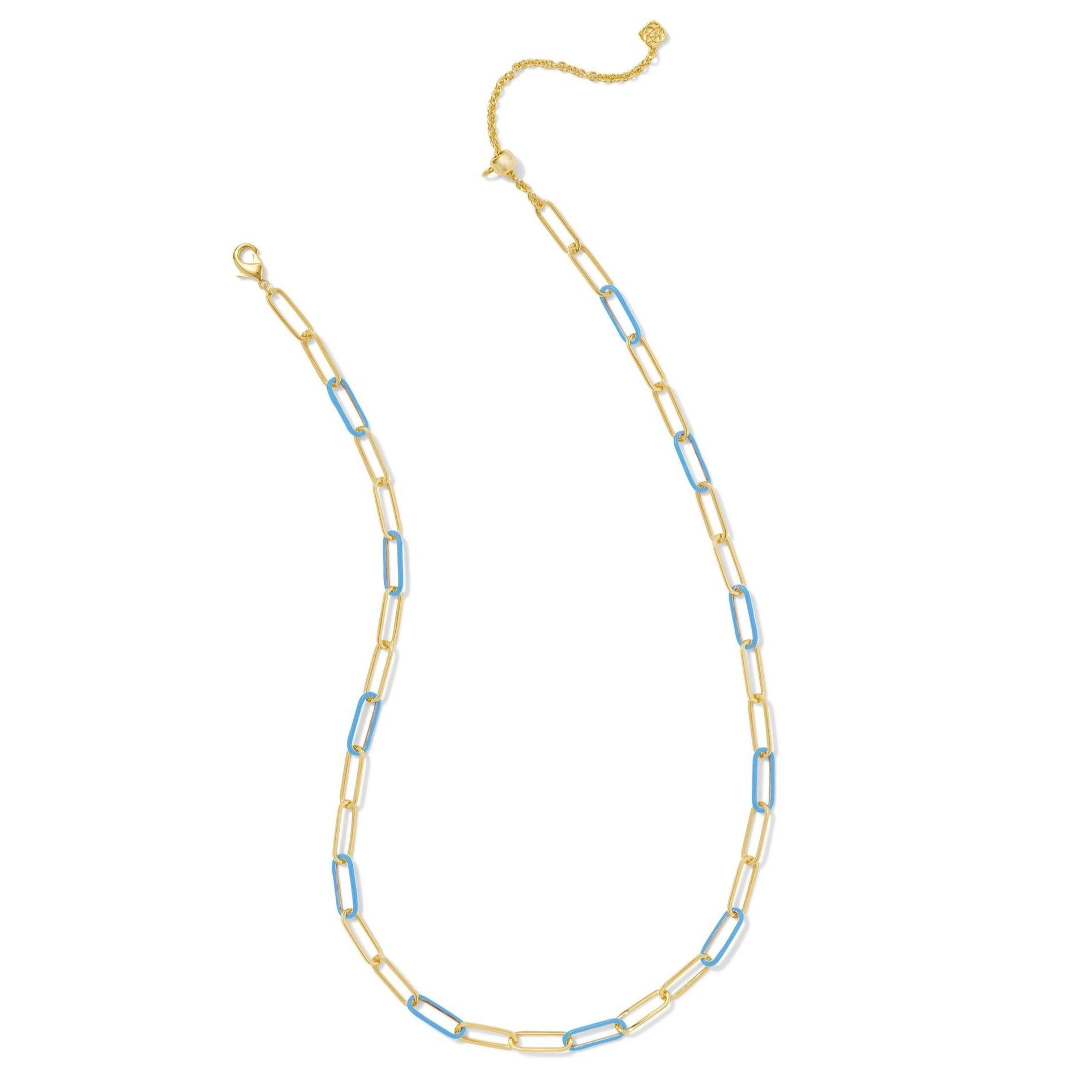 Kendra Scott | Ainsley Gold Convertible Chain Necklace in Light Blue Enamel