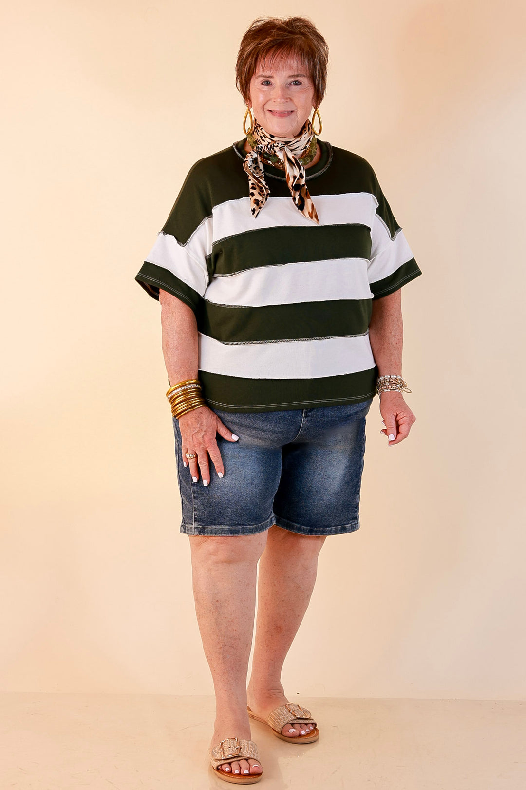 L&amp;B | Meet Me in Cheyenne Bermuda Denim Shorts in Medium Stone Wash