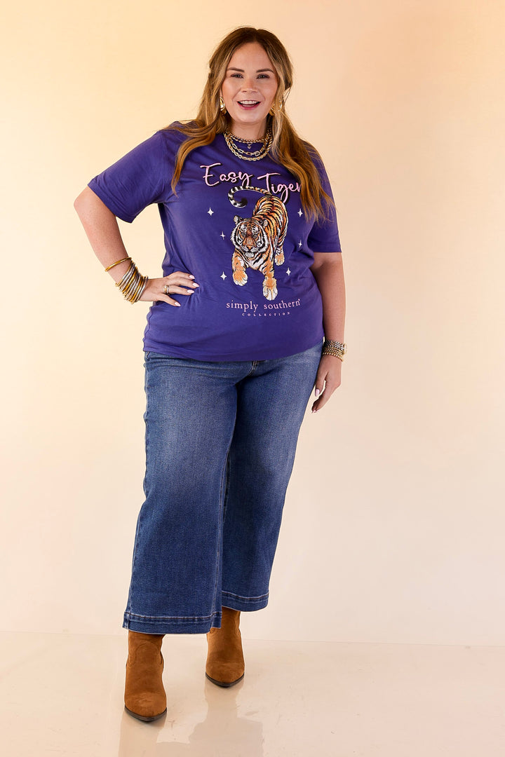 Simply Southern | Easy Tiger Graphic T-Shirt in Washed Navy Blue