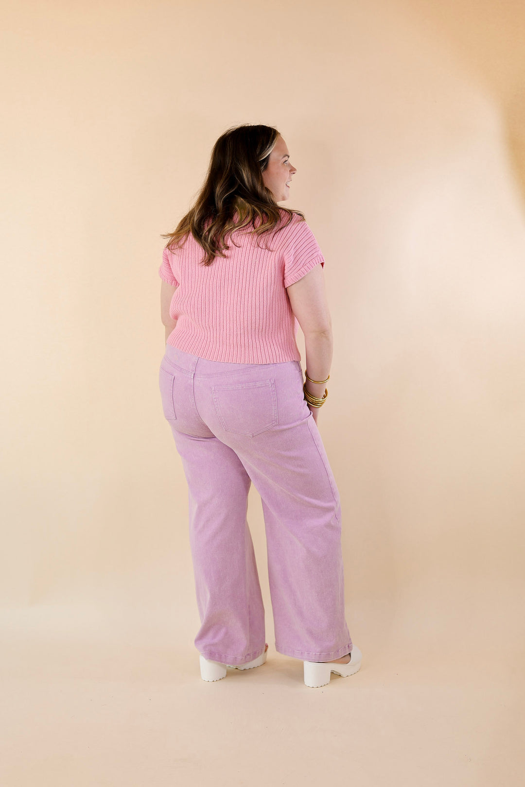 City Sights Cap Sleeve Summer Sweater Top with Pocket in Pink - Giddy Up Glamour Boutique