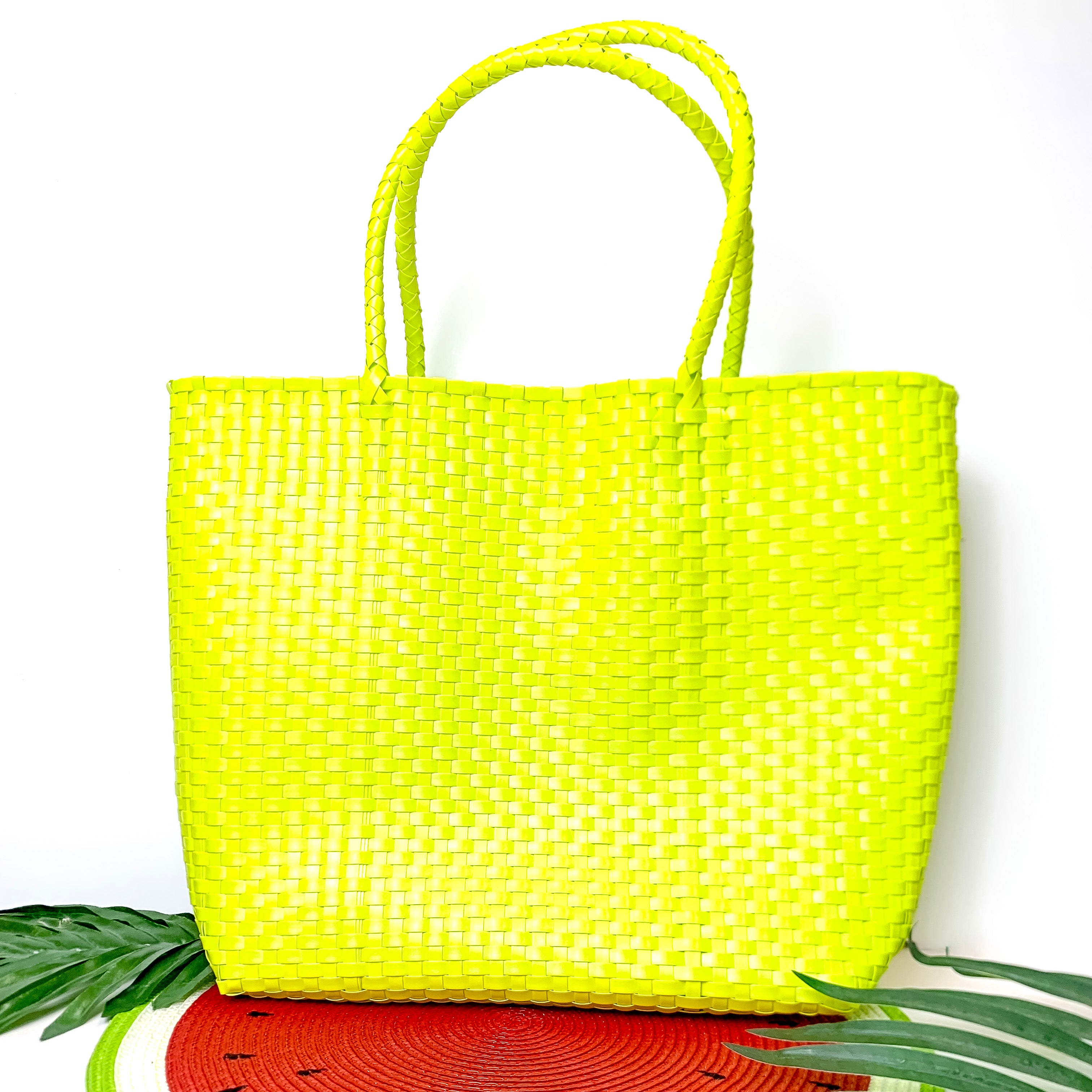 Coastal Couture Carryall Tote Bag in Neon Yellow - Giddy Up Glamour Boutique