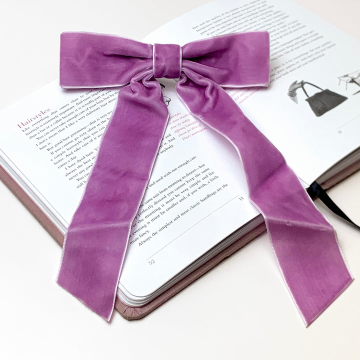 City Sunset Velvet Bow in Lavender Purple - Giddy Up Glamour Boutique