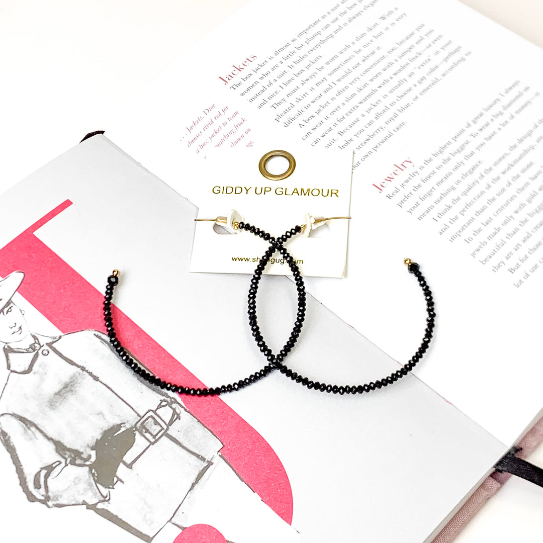 Black Beaded Hoops - Giddy Up Glamour Boutique