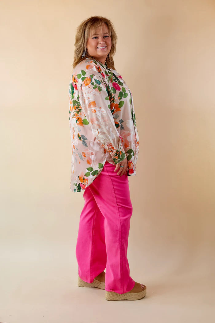 Judy Blue | Brighter Than The Sun Garment Dyed 90's Straight Leg Pants in Hot Pink - Giddy Up Glamour Boutique