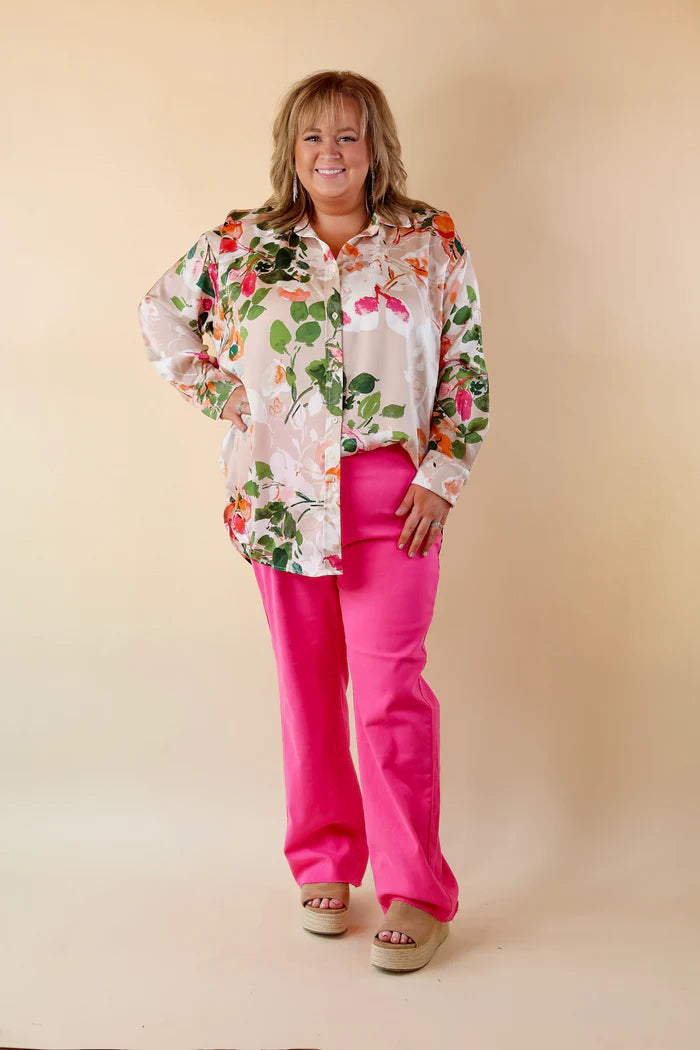 Judy Blue | Brighter Than The Sun Garment Dyed 90's Straight Leg Pants in Hot Pink - Giddy Up Glamour Boutique