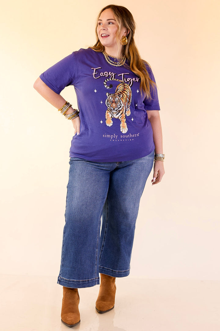 Simply Southern | Easy Tiger Graphic T-Shirt in Washed Navy Blue