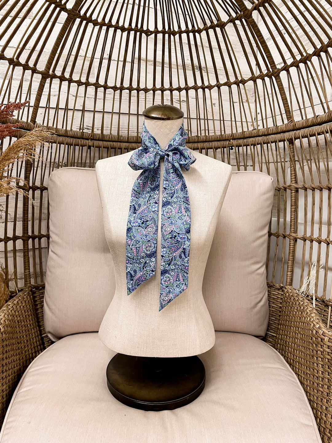 Wyoming Traders | Frontier Paisley Print Silk Twilly Scarf in Blue