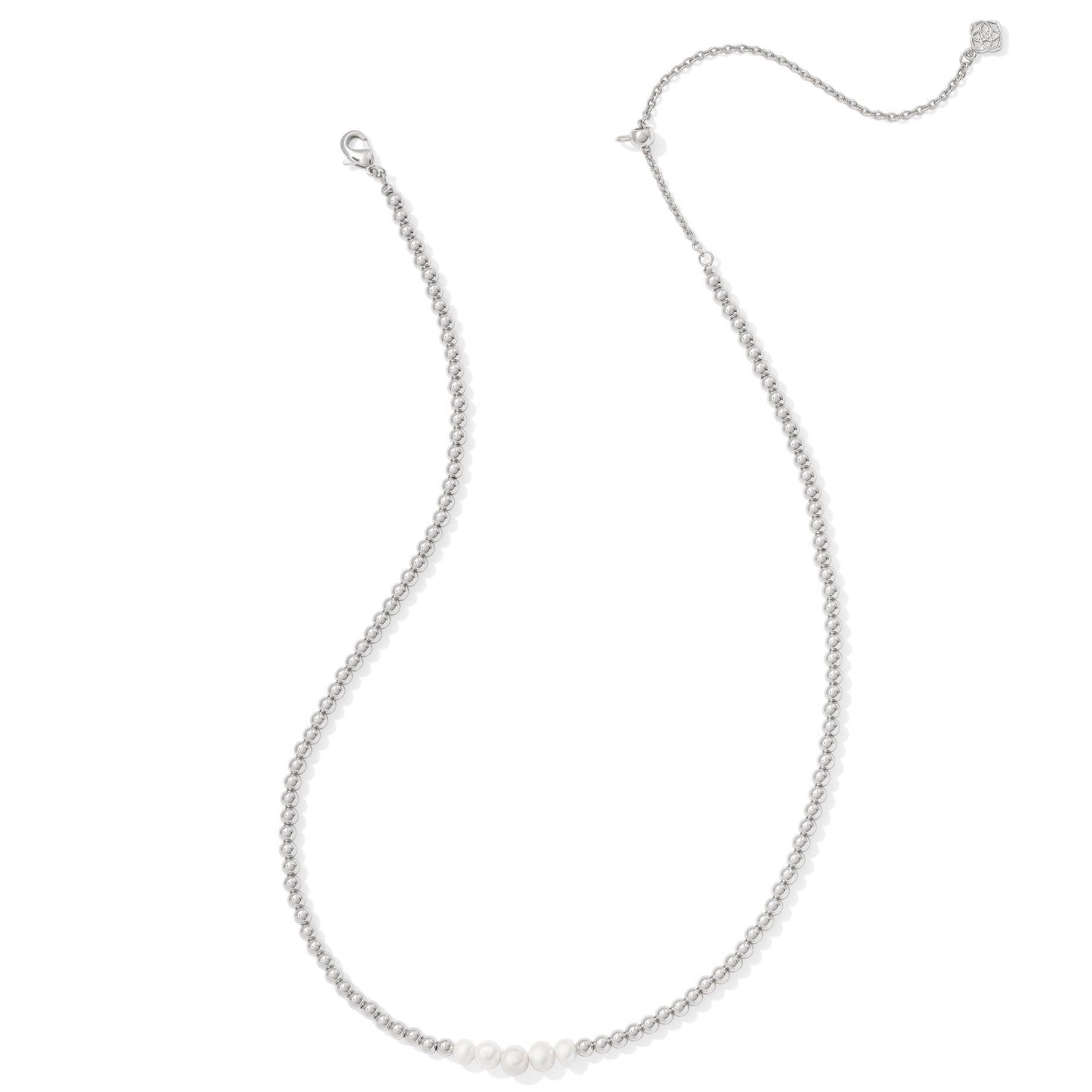 Kendra Scott | Eve Silver Beaded Strand Necklace in White Pearl