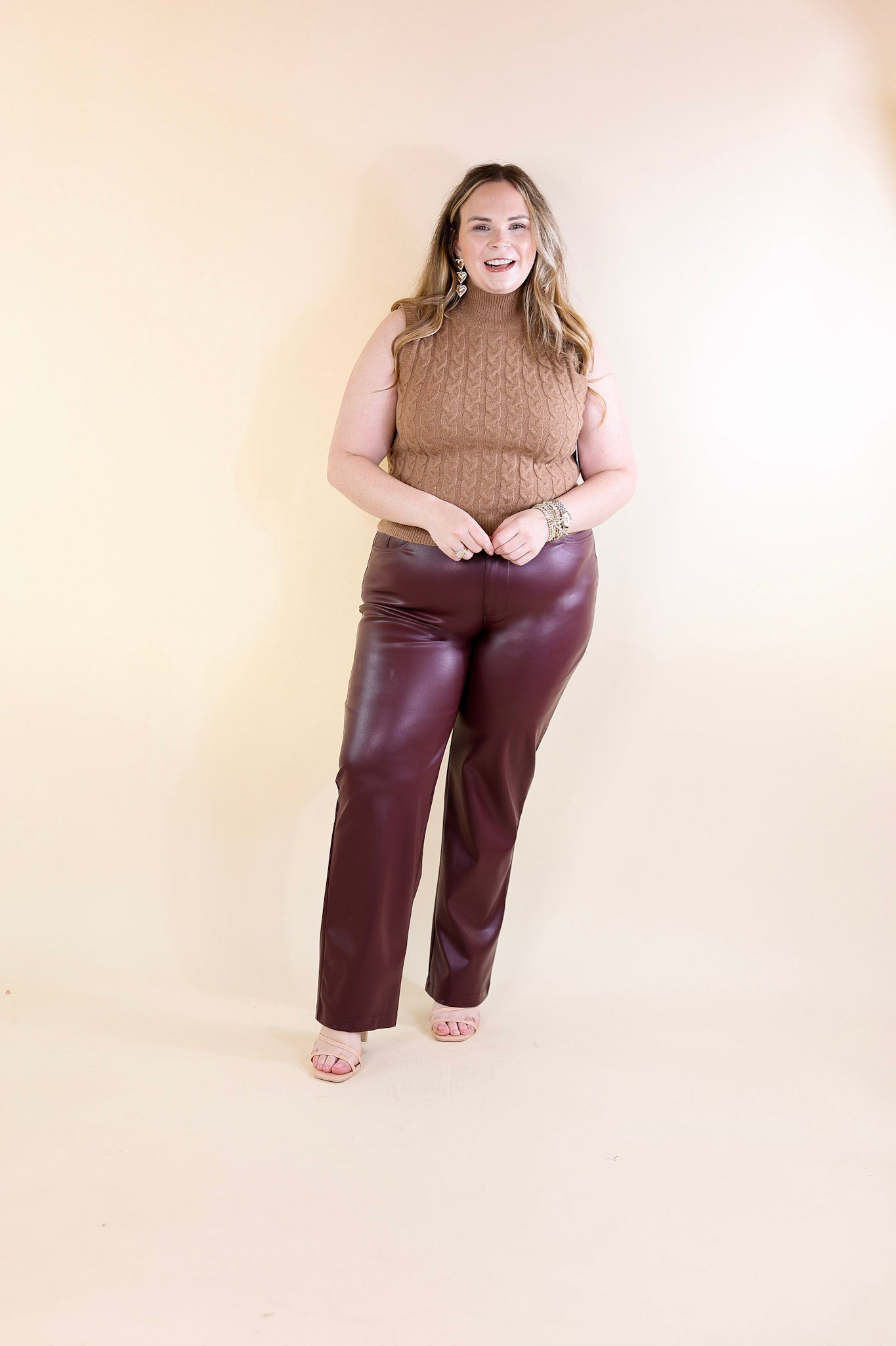 BuddyLove | Gomez Vegan Leather Pants in Wine (Maroon)