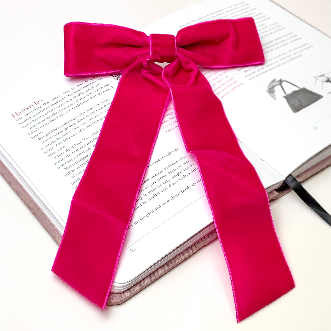 City Sunset Velvet Bow in Fuchsia Pink - Giddy Up Glamour Boutique