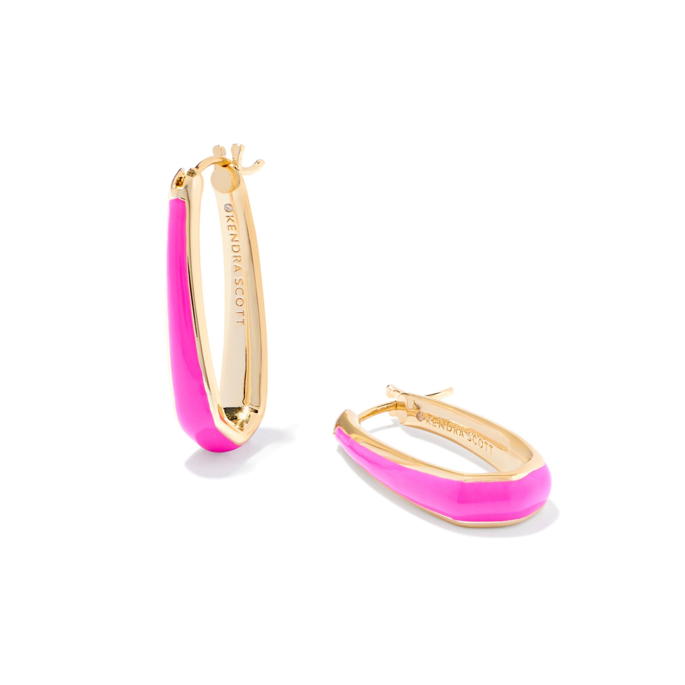 Kendra Scott | Kelsey Gold Hoop Earrings in Pink Enamel