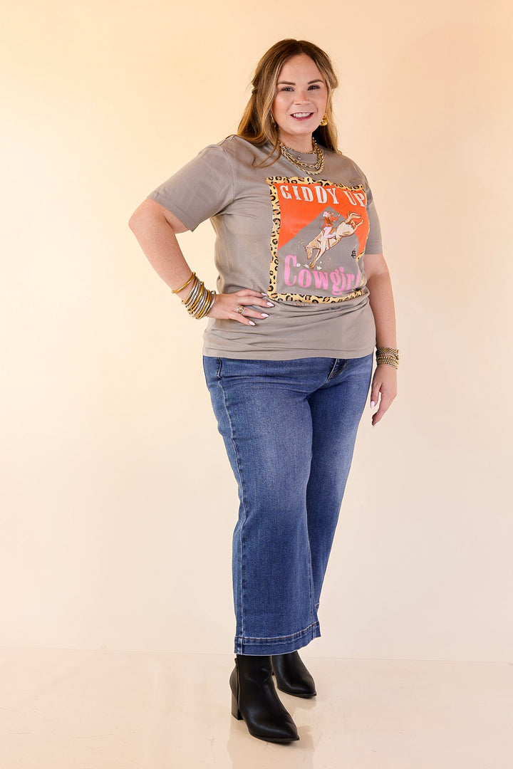 Simply Southern | Giddy Up Cowgirl Graphic T-Shirt in Washed Shadow Grey
