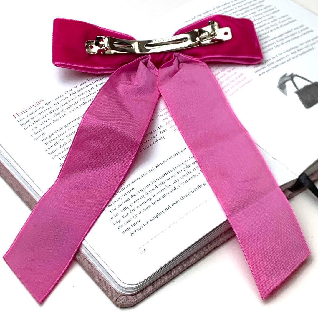 City Sunset Velvet Bow in Fuchsia Pink - Giddy Up Glamour Boutique