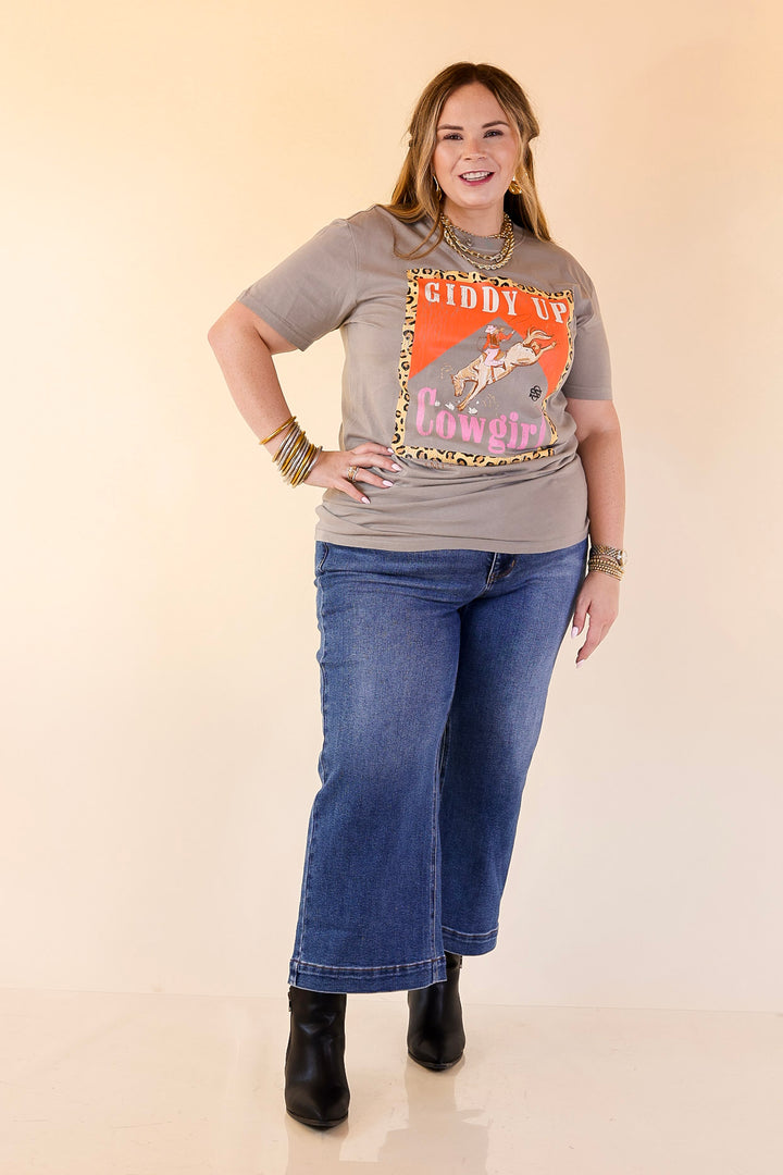 Simply Southern | Giddy Up Cowgirl Graphic T-Shirt in Washed Shadow Grey
