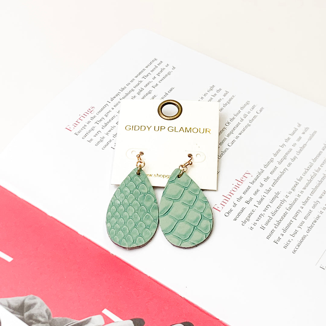 Turquoise Siren Teardrop Earrings in Mint - Giddy Up Glamour Boutique