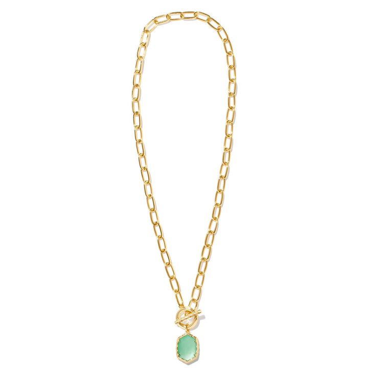 Kendra Scott | Daphne Gold Link and Chain Necklace in Light Green Mother of Pearl - Giddy Up Glamour Boutique