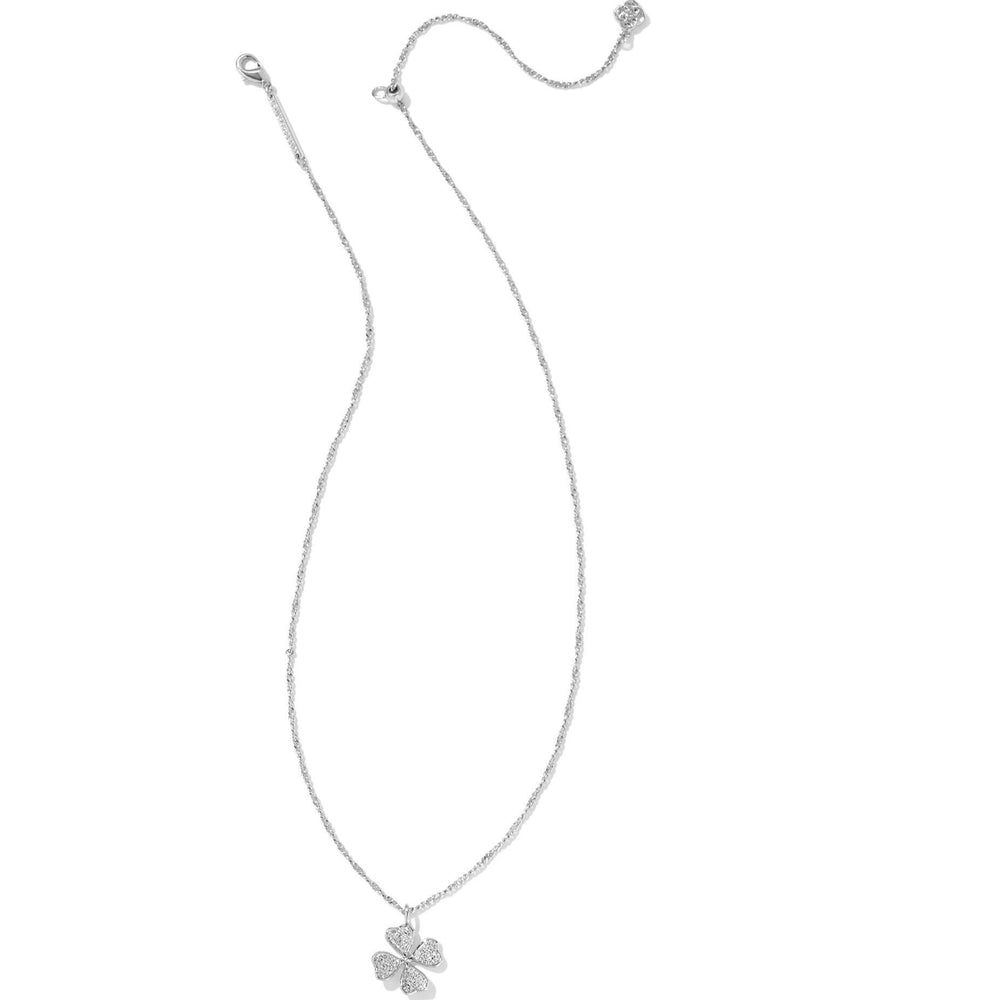 Kendra Scott | Clover Crystal Short Pendant Necklace in Silver - Giddy Up Glamour Boutique