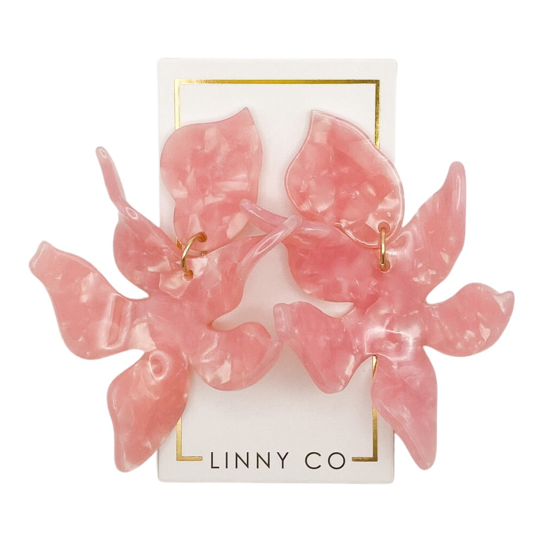 Linny Co | Flora Drop Earrings in Ballet Slipper Pink