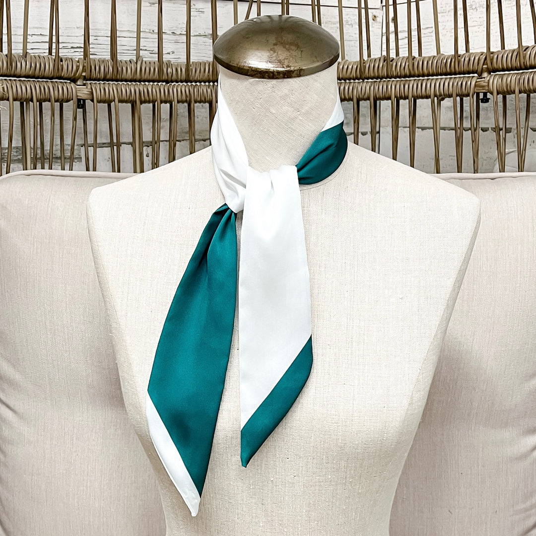 Gameday Glam Twilly Scarf in Forest Green and White