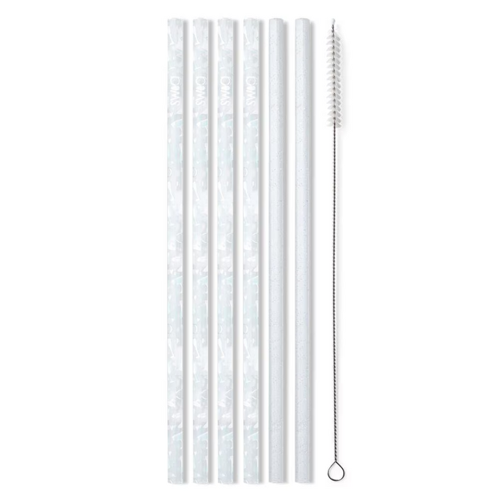 Swig | Bride to Be + Silver Glitter Reusable Straw Set