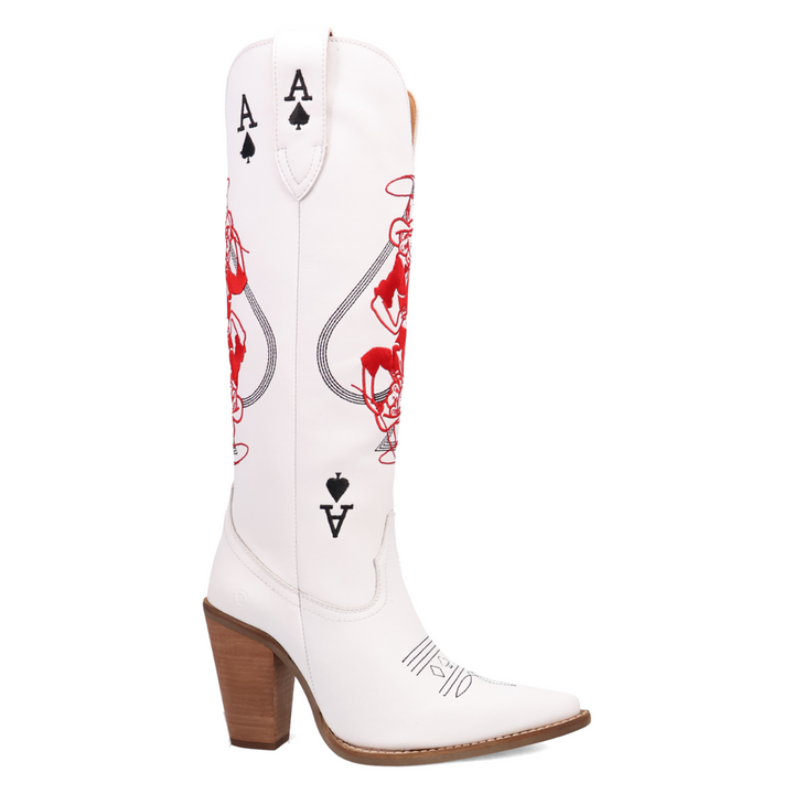 Online Exclusive | Dingo | Ace of Spades Leather Boot in White **PREORDER