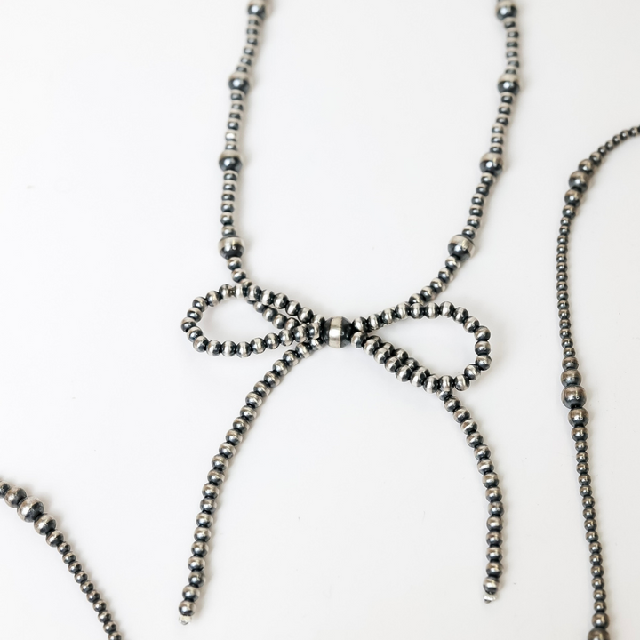 Navajo | Sterling Silver Navajo Pearl Bow Tie Necklace