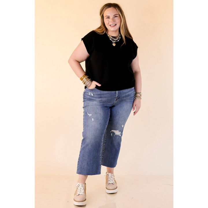 Effortlessly Yours Short Sleeve Crew Neck Sweater in Black