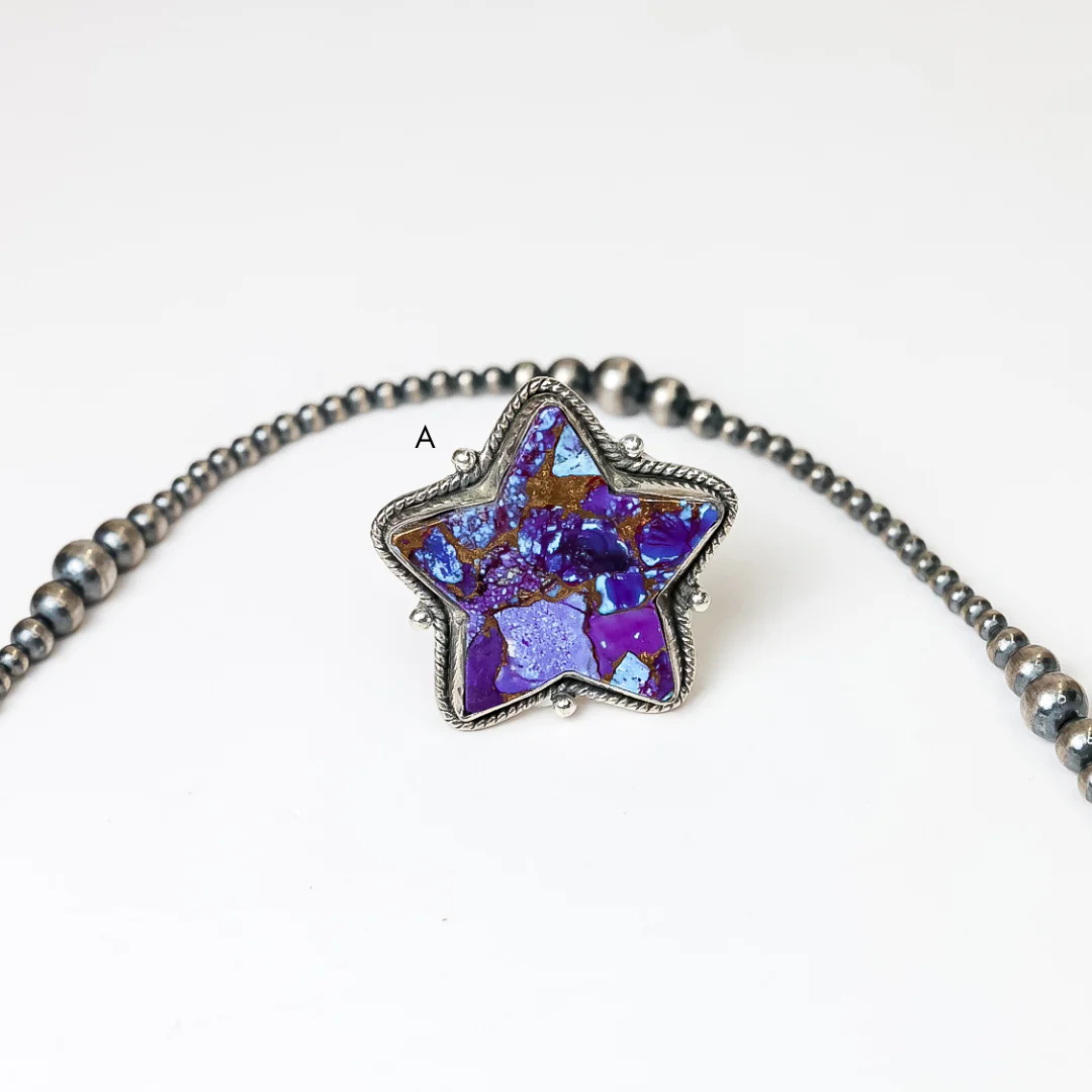 HaDa Collection | Handmade Adjustable Sterling Silver & Purple Mojave Star Ring