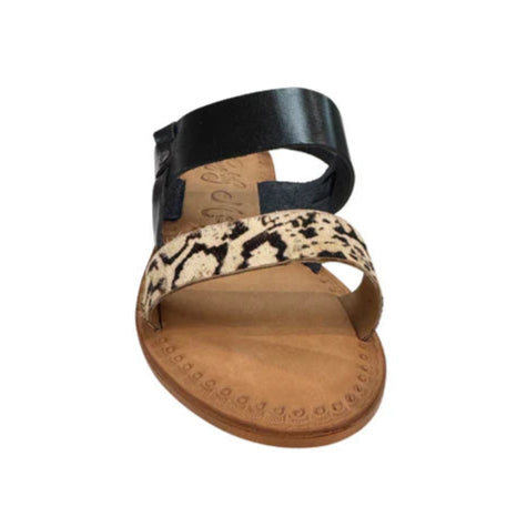 Online Exclusive | Waco Dual Strap Sandals in Black and Snakeskin