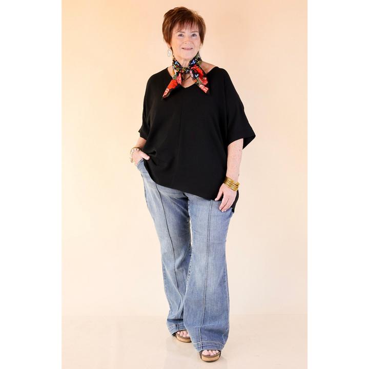 Judy Blue | Double Take Denim Trouser Flare Jeans with Seam Detailing in Medium Wash