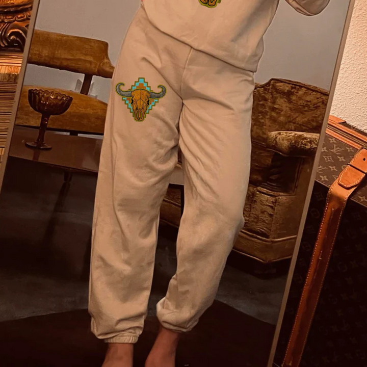 Online Exclusive | Southwestern Skull Sweatpants in Beige Sand