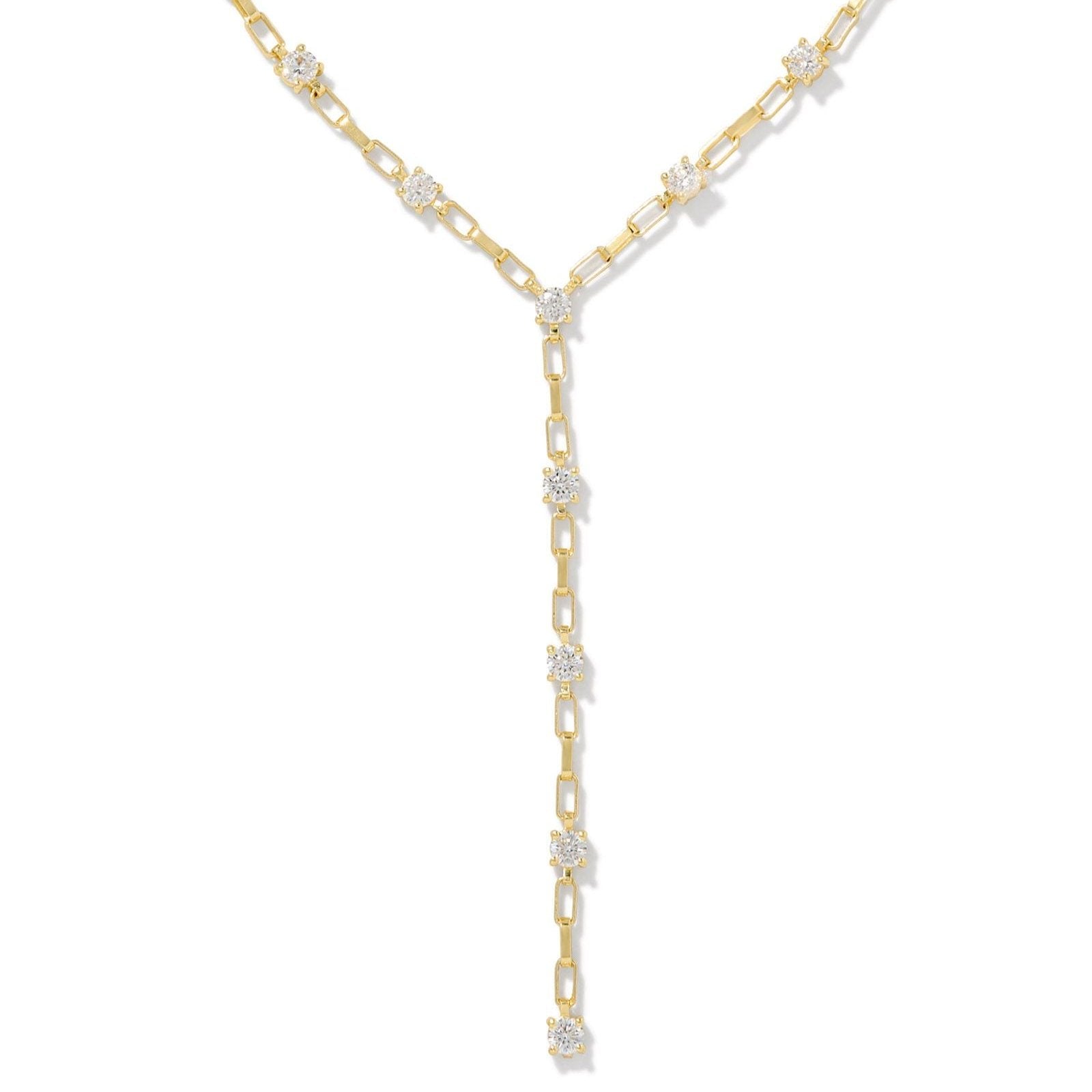 Kendra Scott | Lexi Gold Y Necklace in White Crystal