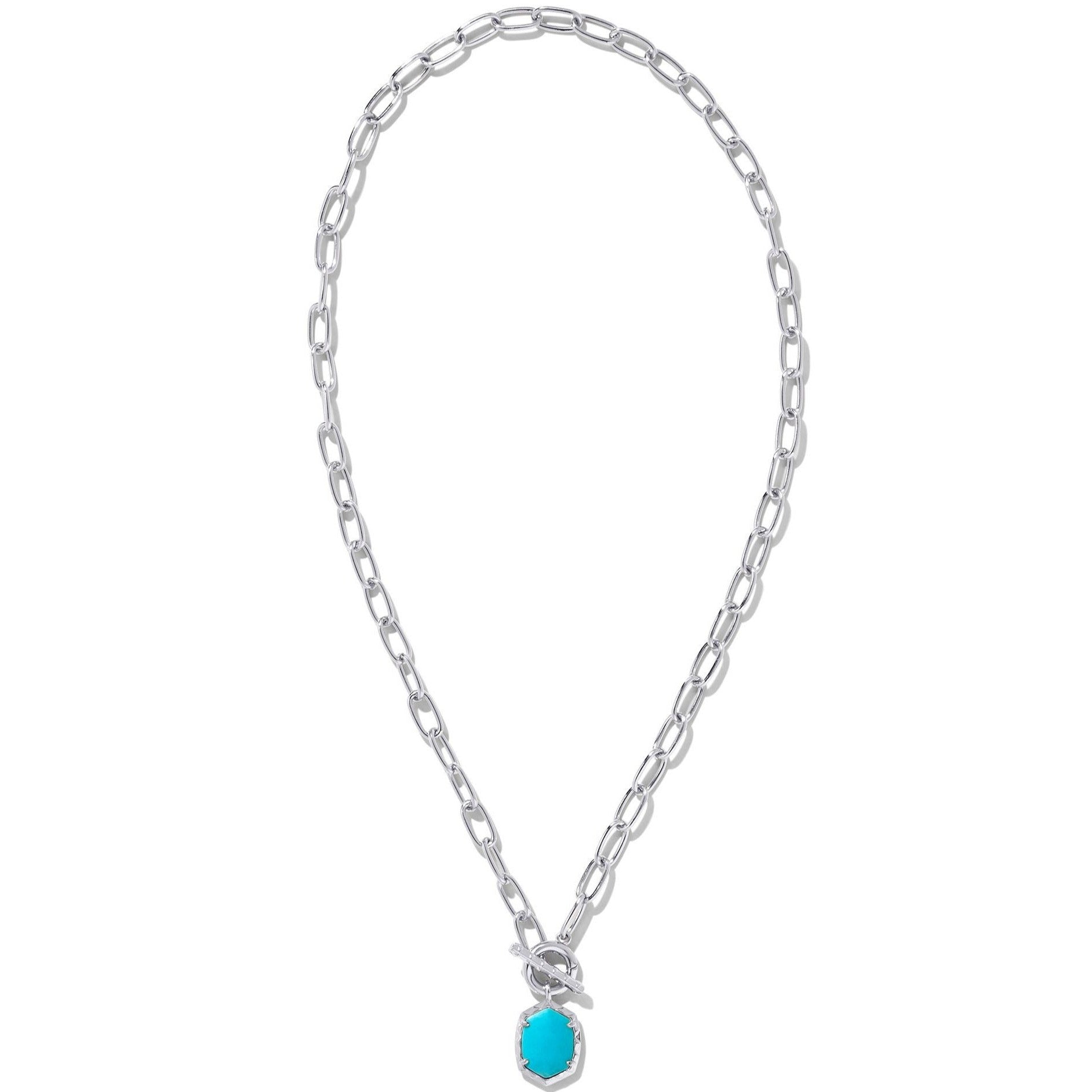 Kendra Scott | Daphne Silver Link and Chain Necklace in Variegated Turquoise Magnesite - Giddy Up Glamour Boutique