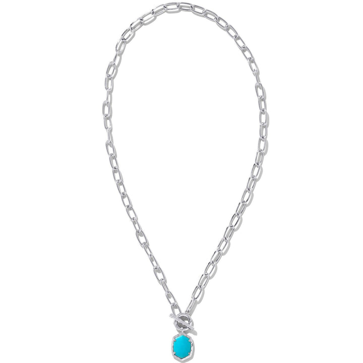 Kendra Scott | Daphne Silver Link and Chain Necklace in Variegated Turquoise Magnesite - Giddy Up Glamour Boutique