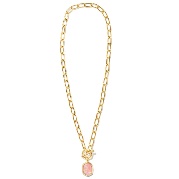 Kendra Scott | Daphne Gold Link and Chain Necklace in Light Pink Iridescent Abalone - Giddy Up Glamour Boutique
