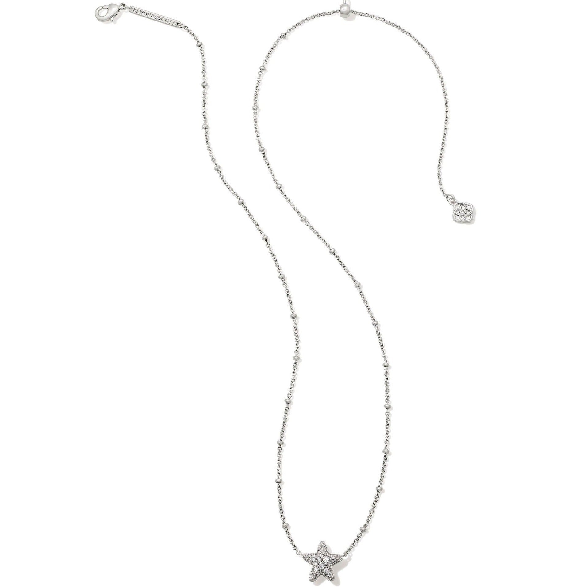 Kendra Scott | Jae Silver Star Pave Pendant Necklace in White Crystal - Giddy Up Glamour Boutique