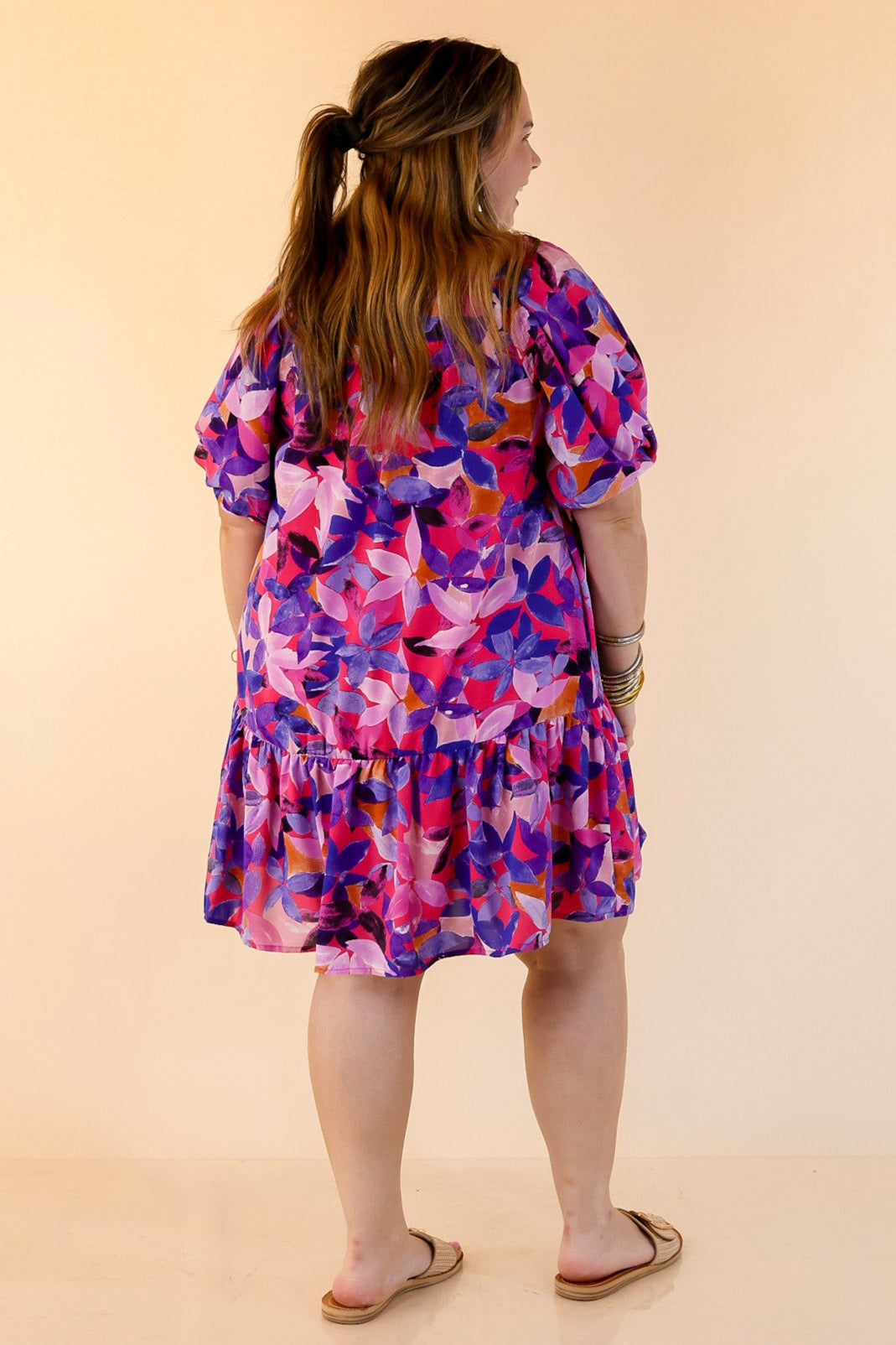 Blossoming Beauty Floral Print Dress in Magenta Pink