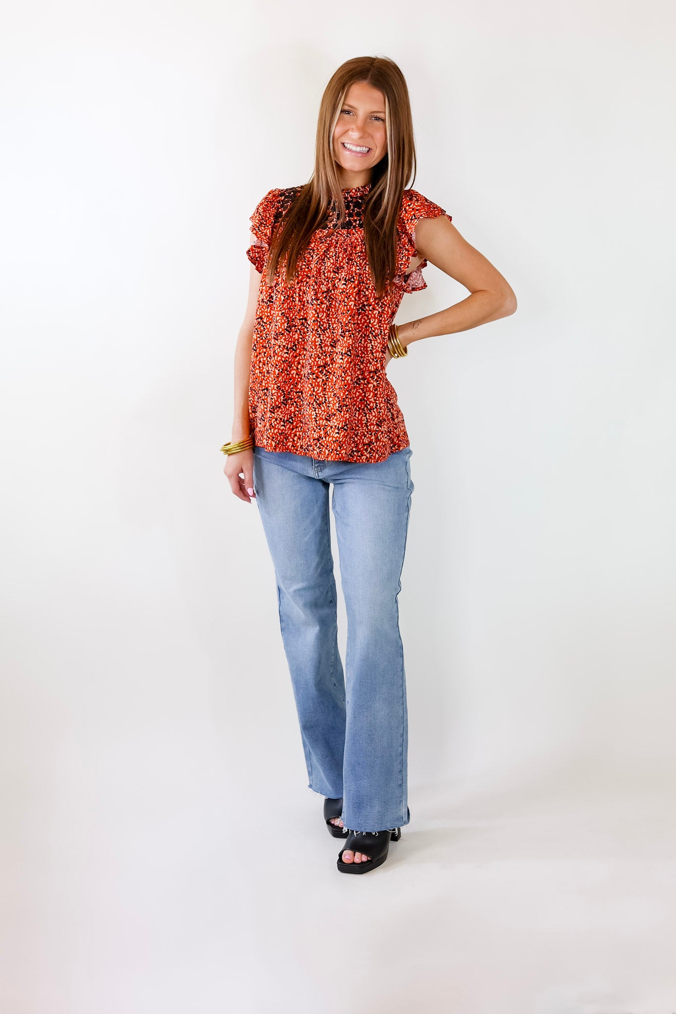 Overlook Hotel Floral Embroidered Top in Red