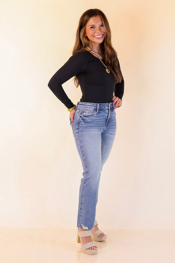 Judy Blue | Kickin' Back Cropped Kick Flare Jean in Medium Wash