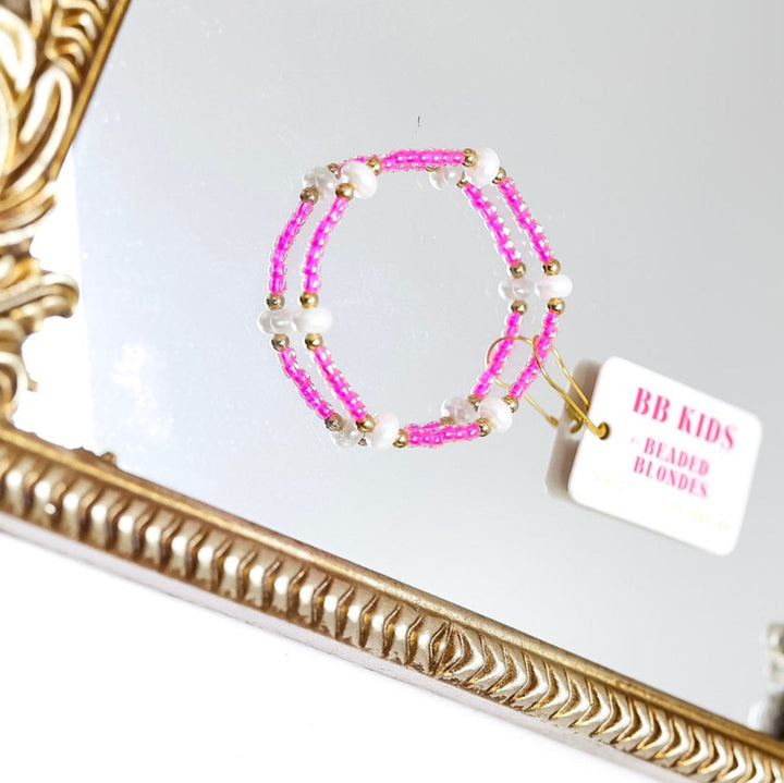 Beaded Blondes | Babies Hot Pink Pearl Bracelet
