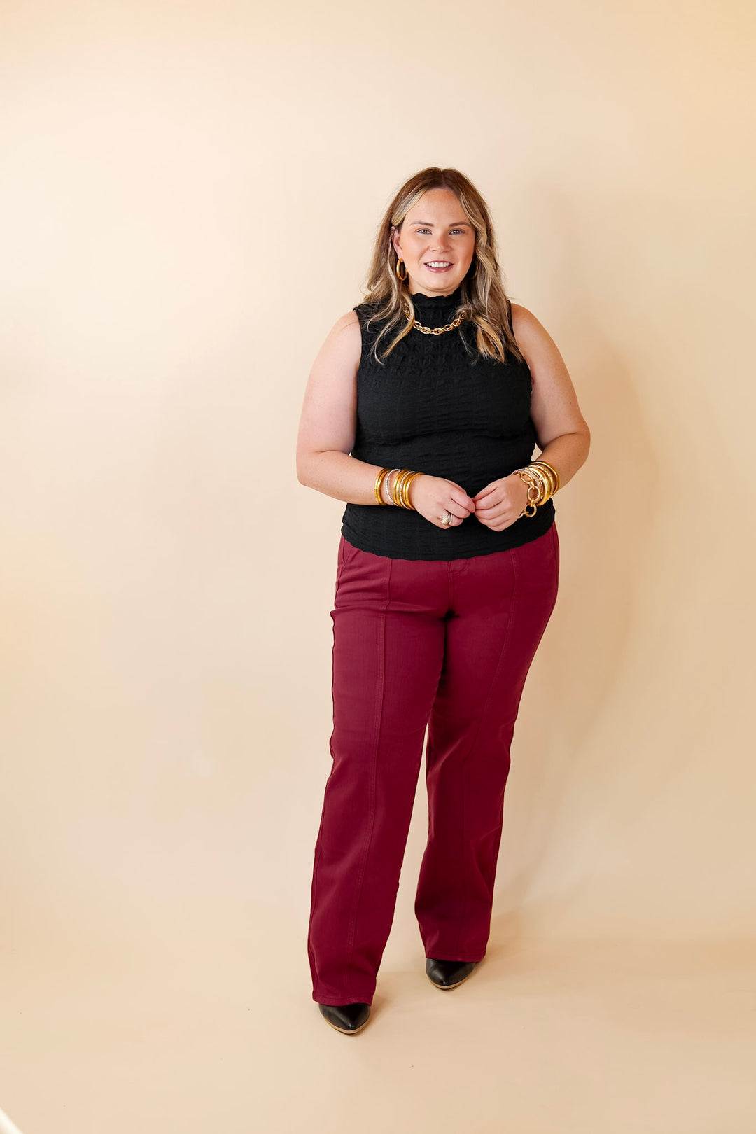 Coffee Date Knit Top With Ruffled Sleeves in Black - Giddy Up Glamour Boutique