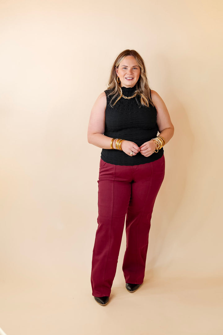 Coffee Date Knit Top With Ruffled Sleeves in Black - Giddy Up Glamour Boutique