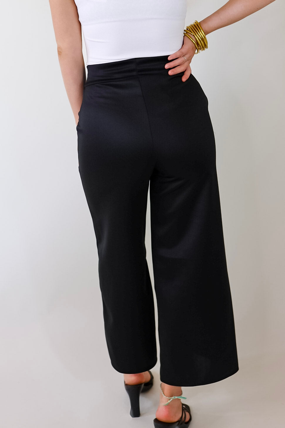 Do A Double Take Front Pleated Pants in Black - Giddy Up Glamour Boutique