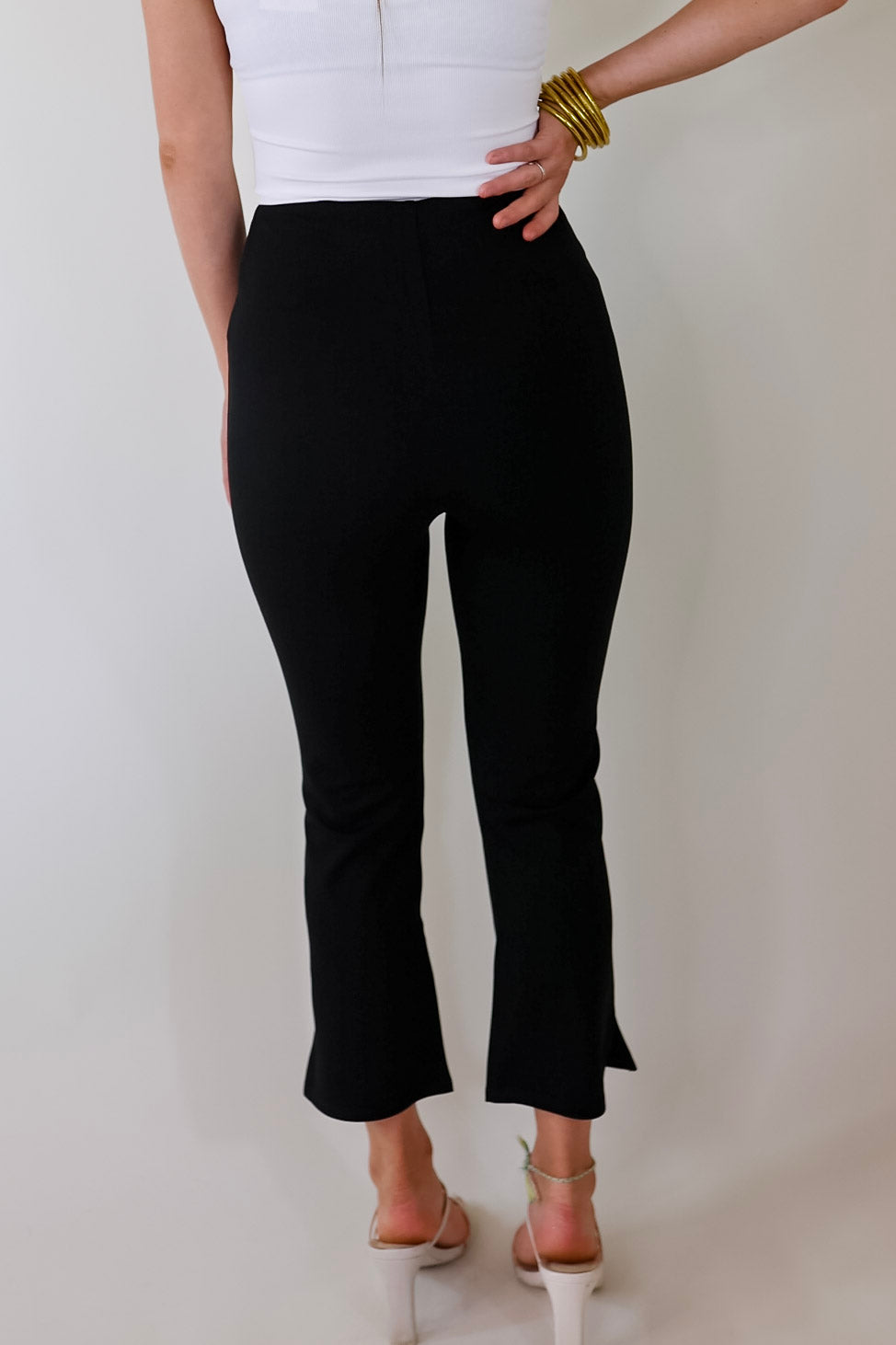 Lyssé | Cropped Kick Flare Leggings in Black - Giddy Up Glamour Boutique