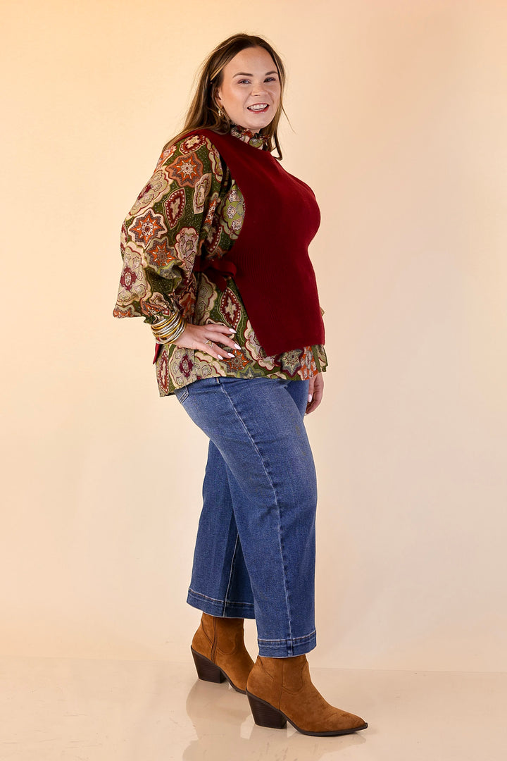 Tied and True Knit Sweater with Side Ties in Maroon