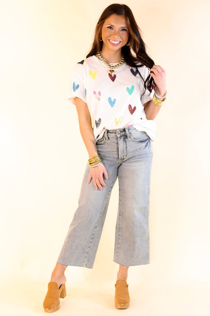 Queen Of Sparkles | Charm Me Multi-Colored Sequin Top in White