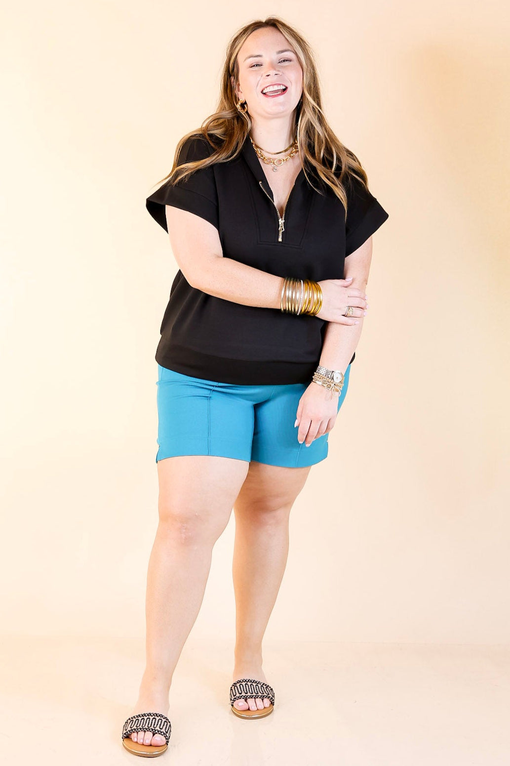 Lyssé | Amanda Stretch Twill Short in Turquoise Powder