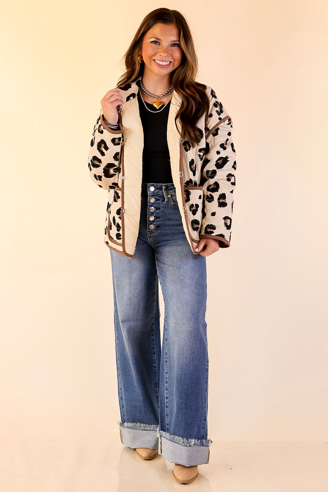 Spotted in Style Quilted Leopard Print Jacket in Cream