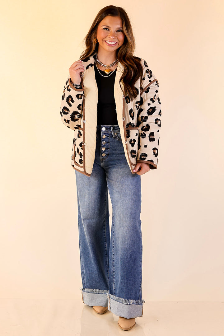 Spotted in Style Quilted Leopard Print Jacket in Cream