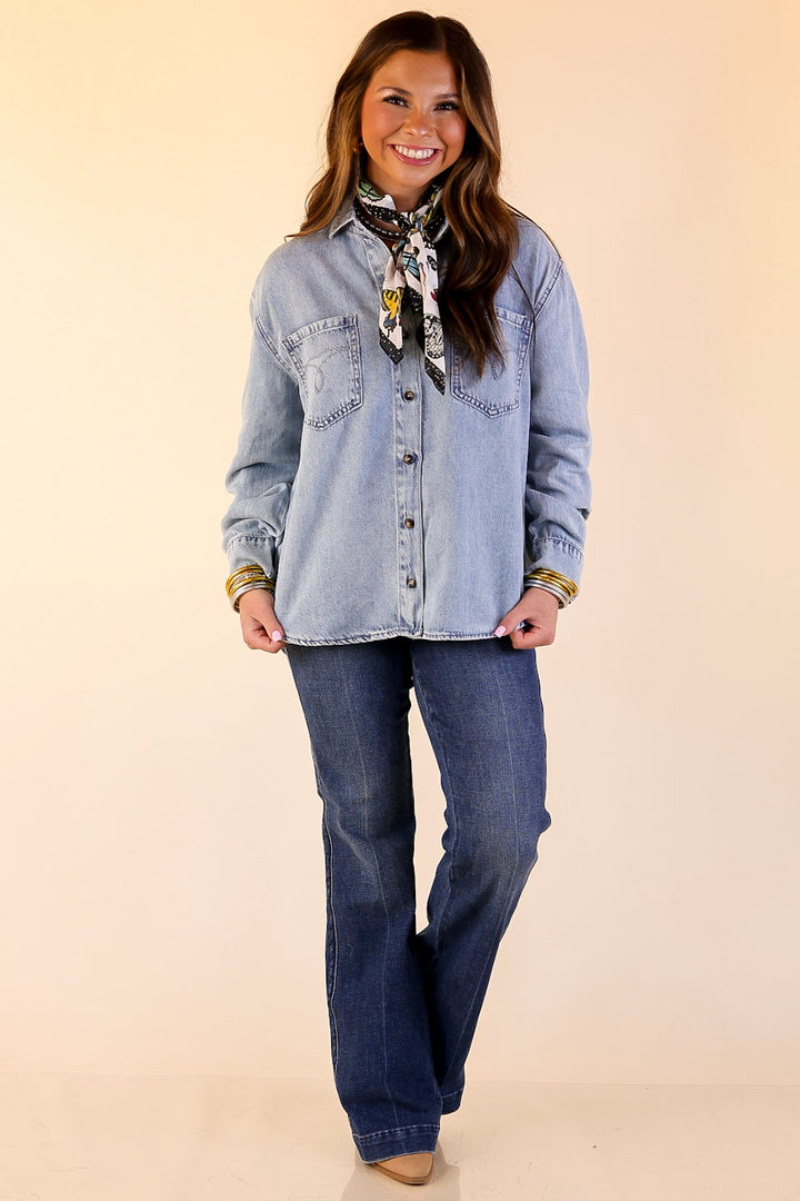 Judy Blue | True Essential Denim Button Up Shirt in Medium Wash